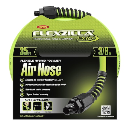 Flexzilla Air Hose, 3/8in x 35ft, 1/4in MNPT Fittings HFZP3835YW2